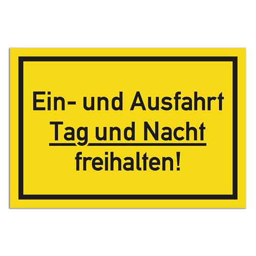 TypeStoff Hinweisschild mit Spruch - Ein- und Ausfahrt freihalten - Schild 30 x 20 cm aus stabiler PVC Hartschaumplatte 3 mm mit UV-Schutz - FS-01338 von TypeStoff