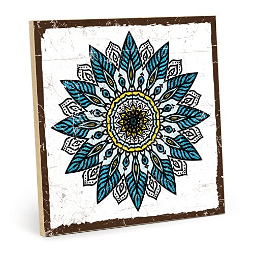 TypeStoff Holzschild – Mandala – im Vintage-Look mit Zitat als Geschenk und Dekoration zum Thema Muster – HS-01291 von TypeStoff