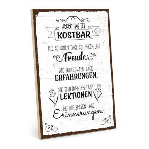 TypeStoff Holzschild mit Spruch – Freude – im Vintage-Look mit Zitat als Geschenk und Dekoration zum Thema Erfahrung und Motivation - HS-01220 von TypeStoff