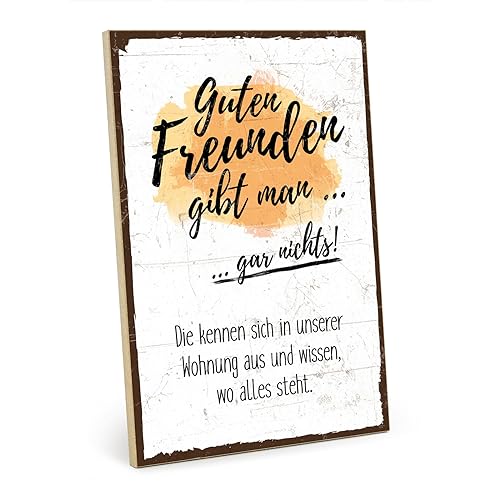 TypeStoff Holzschild mit Spruch – Freundschaft – im Vintage-Look mit Zitat als Geschenk und Dekoration zum Thema Freunde, Wohlfühlen und Zuhause - HS-00102 von TypeStoff