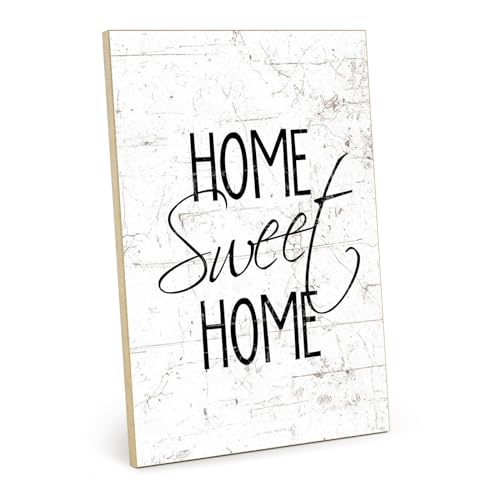 TypeStoff Holzschild mit Spruch – home sweet home – Vintage-Look mit Zitat als Geschenk und Dekoration zum Thema Zuhause und Familie - HS-00748 von TypeStoff