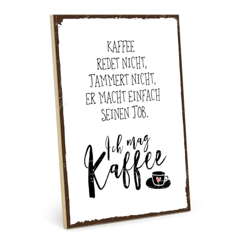 TypeStoff Holzschild mit Spruch – Kaffee – im Vintage-Look mit Zitat als Geschenk und Dekoration zum Thema Aufstehen, Frühstück, Energie - HS-00253 TypeStoff Holzschild mit Spruch – Kaffee – im Vintage-Look mit Zitat als Geschenk und Dekoration zum Thema Aufstehen, Frühstück, Energie - HS-00253 von TypeStoff