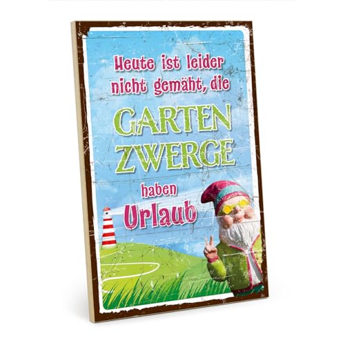 TypeStoff Holzschild mit Spruch – Rasen – im Vintage-Look mit Zitat als Geschenk und Dekoration zum Thema Gartenarbeit und Mähen - HS-00845 von TypeStoff