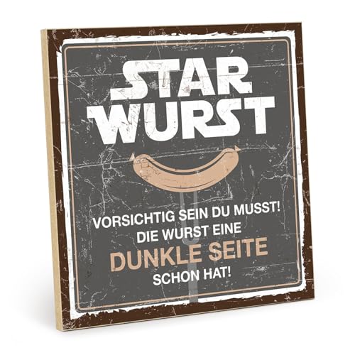 TypeStoff Holzschild mit Spruch – STAR WURST – im Vintage-Look mit Zitat als Geschenk und Dekoration - HS-00495 von TypeStoff