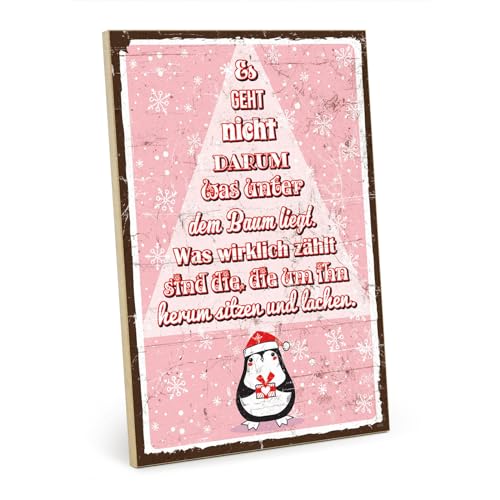 TypeStoff Holzschild mit Spruch – Weihnachten – im Vintage-Look mit Zitat als Geschenk und Dekoration zum Thema Familie und Freude - HS-01042 von TypeStoff