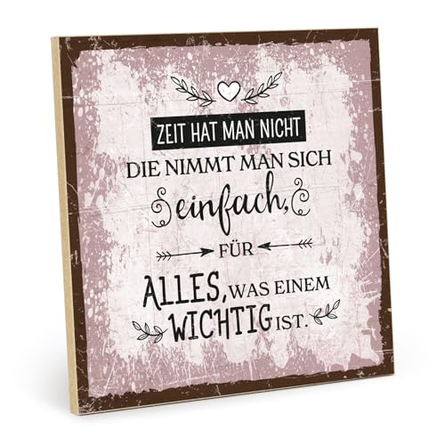 TypeStoff Holzschild mit Spruch – Zeit – im Vintage-Look mit Zitat als Geschenk und Dekoration zum Thema Motivation - HS-01228 von TypeStoff