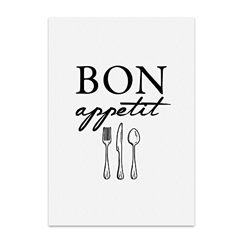 TypeStoff Kunstdruck, Poster mit Spruch – BON APPETIT – Typografie-Bild auf hochwertigem Karton - Plakat, Druck, Print, Wandbild - KD-00124-M von TypeStoff