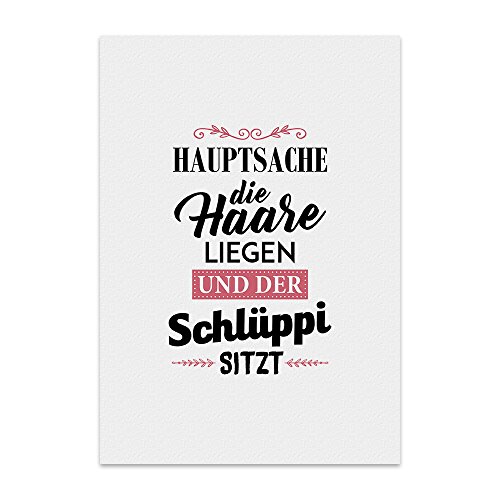 TypeStoff Kunstdruck, Poster mit Spruch – HAUPTSACHE, DIE HAARE LIEGEN - Typografie-Bild - Plakat, Druck, Print Wandbild - KD-00170-L von TypeStoff