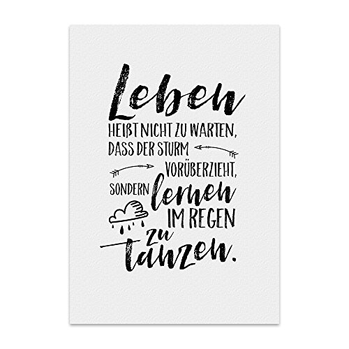 TypeStoff Kunstdruck mit Spruch – IM Regen TANZEN – im Vintage-Look als Geschenk und Dekoration zum Thema Leben, Schicksal, Geduld- KD-00257-M von TypeStoff