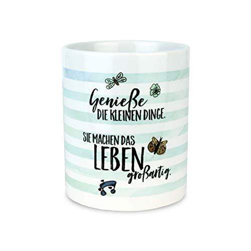 TypeStoff Tasse mit Spruch - GENIESSE DIE KLEINEN DINGE - bedruckte Kaffeetasse/Teetasse - TS-00212 von TypeStoff