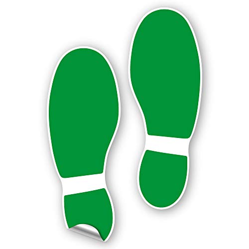 Bodenmarkierung Aufkleber Schuhe 1 Paar – rutschfeste & selbstklebend – beständige Wegweiser Fußspur in grün 120x320 mm von Typographus