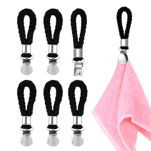 Tyqour 6 Stück Handtuch Aufhänger für Handtücher Handtuch Clips Geschirrtuchhalter Handtuchklammern Geschirrtücher Halter Eignen Sich zum Aufhängen von Küche Schränken Badezimmern von Tyqour