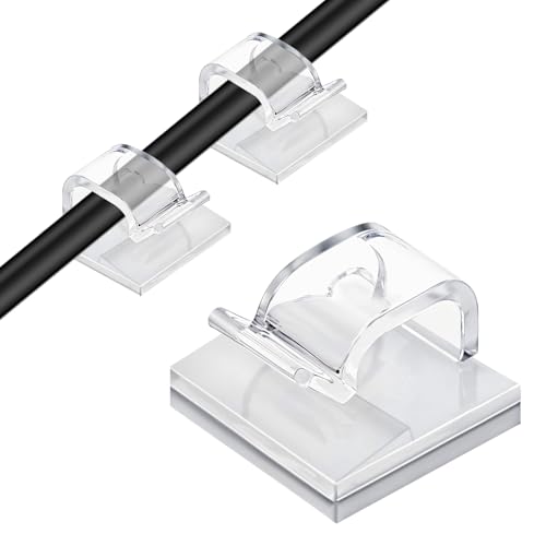 Tyqour 60 Stück Selbstklebend Kabel Clips Kabelclips Halterung Kleben Halter Kabelhalter Kabelbefestigung Kabelführung Organizer Selbstklebende Kabelklemmen Cable Holder Transparent von Tyqour