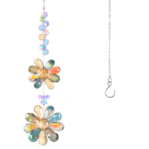 Tyqour Sonnenfänger Kristall Fenster Bunt Hängender Suncatcher Kristall, Fensterdeko Hängend Regenbogen Sonnenfänger Kristal Sonne Blume Sun Catcher für Fenster Haus Garten Party Hochzeit Deko von Tyqour