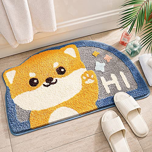 Entzückender Tier-Badezimmerteppich (17.5x29.5 Shiba Inu), niedliche Badematte, Teppich, Eingangsbereich, Fußmatte, pflegeleicht, saugfähig, weiche Plüsch-Mikrofaser, Kinderzimmer, Fußmatten von Tyrafry