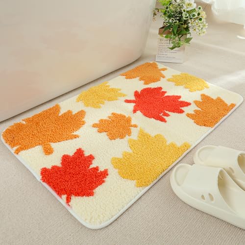 Premium-Badteppich, super saugfähig, rutschfester Badezimmerteppich mit dickem Plüsch, weich und langlebig, für Badezimmer, Küche, maschinenwaschbar, 50,8 x 78,7 cm, gefallene Blätter Premium-Badteppich, super saugfähig, rutschfester Badezimmerteppich mit dickem Plüsch, weich und langlebig, für Badezimmer, Küche, maschinenwaschbar, 50,8 x 78,7 cm, gefallene Blätter von Tyrafry