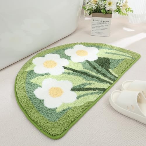 Tyrafry Luxuriöser Badezimmerteppich, zottelig, super saugfähig, Duschmatte, waschbar, rutschfest, Badezimmermatten für Badewannen, Grün, 40,6 x 61 cm Tyrafry Luxuriöser Badezimmerteppich, zottelig, super saugfähig, Duschmatte, waschbar, rutschfest, Badezimmermatten für Badewannen, Grün, 40,6 x 61 cm von Tyrafry