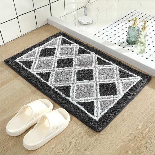 Tyrafry Saugfähige Badematte, extra dicker Badezimmerteppich, rutschfeste, weiche Plüschmatte für Badezimmer und Schlafzimmer, maschinenwaschbar, Grau, 40,6 x 61 cm Tyrafry Saugfähige Badematte, extra dicker Badezimmerteppich, rutschfeste, weiche Plüschmatte für Badezimmer und Schlafzimmer, maschinenwaschbar, Grau, 40,6 x 61 cm von Tyrafry