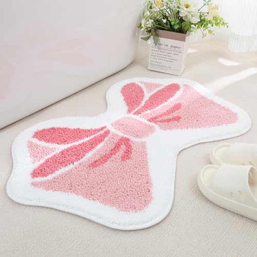 Tyrafry Saugfähige Badematte, extra dicker Badezimmerteppich, rutschfeste, weiche Plüschmatte für Badezimmer und Schlafzimmer, maschinenwaschbar, rosa Schmetterling, 40 x 60 cm Tyrafry Saugfähige Badematte, extra dicker Badezimmerteppich, rutschfeste, weiche Plüschmatte für Badezimmer und Schlafzimmer, maschinenwaschbar, rosa Schmetterling, 40 x 60 cm von Tyrafry