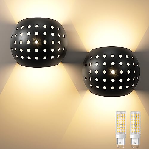 Tyreses 2er Wandlampe mit Austauschbarer G9 LED Lampe, Warmweiß 3000K LED Wandleuchte Innen/Aussen IP65 Wasserdichte Wandleuchte, Pared Ángulo Aplique von Tyreses