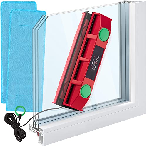 Tiroler Magnetischer Fensterreiniger | Einzel- und Doppelverglasung NUR 20mm-28mm | Der Glider D-3 Glasreiniger | 3M Absturzsicherungsseil | Beidseitige Reinigung von Tyroler Bright Tools