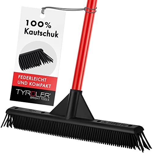 Tyroler Leichter 40cm 100% Naturkautschuk Besen | Aluminium 140cm Anti-Rost Stiel, Ideal für Tier- & Menschenhaar, Innenbereich, Teppiche, Terrassen, Boden. Wasserfest & Waschbar von Tyroler Bright Tools