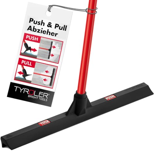 Tyroler Push & Pull Abzieher | 44cm Gummikopf | 140cm rostfreier Stiel | 100% Naturkautschuk | Aluminium 4-Teiliger Stiel | Bodenabzieher ideal für Hartholz, Marmor, Fliesen, Garage von Tyroler Bright Tools