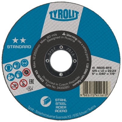 Trennscheibe ø125 x 2,5 x 22,23mm gekröpft A30S STANDARD Stahl von Tyrolit