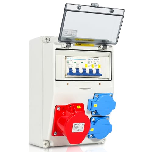 Tysobes Stromverteiler, Wandverteiler 1X16A 2x230V MIT LS, Baustromverteiler mit Mini Leitungsschutzschalter für den Innen und Außenbereich auf Baustellen von Tysobes