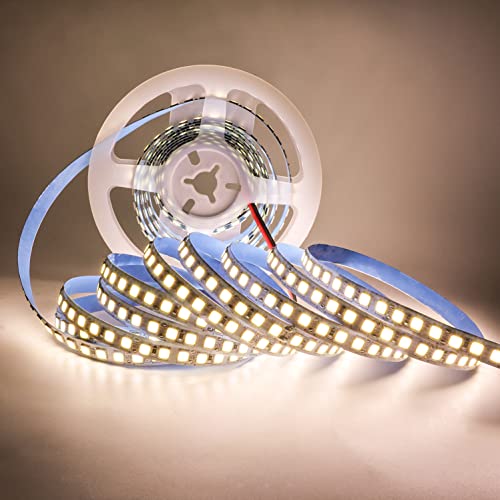 Tyun LED Streifen Licht, 12V LED Band 120 LEDs/M 5 Meter 600 LEDs SMD 5054 Natürliches Weiß 4000K IP20 LED Strip Lichtband Flexibel LED Lichtleiste für Garten, Schlafzimmer, Küche Dekoration von Tesfish