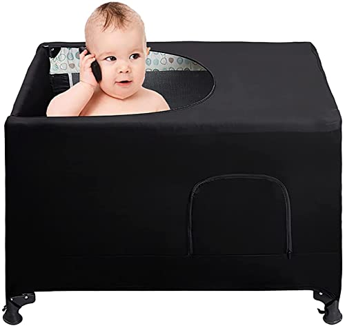 Tyuodna Atmungsaktives Kinderbett Verdunkelung Abdeckung,Faltbar Verdunkelungszelt für Reisebetten,Moskitonetz Reisebett,Crib Blackout Cover für Indoor-Outdoor-Reisebetten von Tyuodna