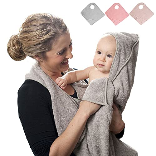 Tyuodna Babyhandtuch mit Kapuze, Kapuzenhandtuch Baby aus 100% Baumwolle,Baby Handtuch Kapuze Saugfähig,Baby Badetuch Schürzen Weich & Super,Personalisierte Geschenke Baby,Unisex (Grau) von Tyuodna