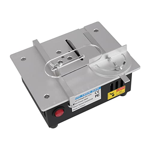 Mini Tischkreissäge, 96W Elektrischer Tischsäge Präzisions Schneidmaschine mit 4 Klingen & 7-Gang-Netzteil, 0.1-15mm Hebebares Sägeblatt, für Kleine Schnittprojekte (Schwarz) von Tyvotrend