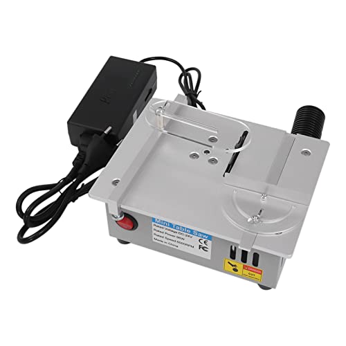 Mini Tischkreissäge, 96W Elektrischer Tischsäge Präzisions Schneidmaschine mit 4 Klingen & 7-Gang-Netzteil, 0.1-15mm Hebebares Sägeblatt, für Kleine Schnittprojekte (Silber) von Tyvotrend
