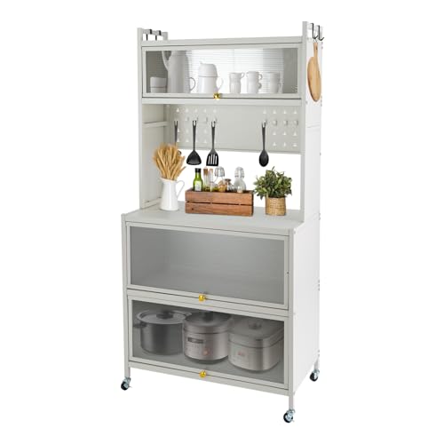 Tyvotrend 5-stufiges Küchenregal Stehende, Küchenschrank mit Haken & Rollen & Füße, Bäckerregal Standregal Mikrowellenregal Lagerregal für Küche Wohnzimmer, Weiß, 80x40x162.5cm Tyvotrend 5-stufiges Küchenregal Stehende, Küchenschrank mit Haken & Rollen & Füße, Bäckerregal Standregal Mikrowellenregal Lagerregal für Küche Wohnzimmer, Weiß, 80x40x162.5cm von Tyvotrend