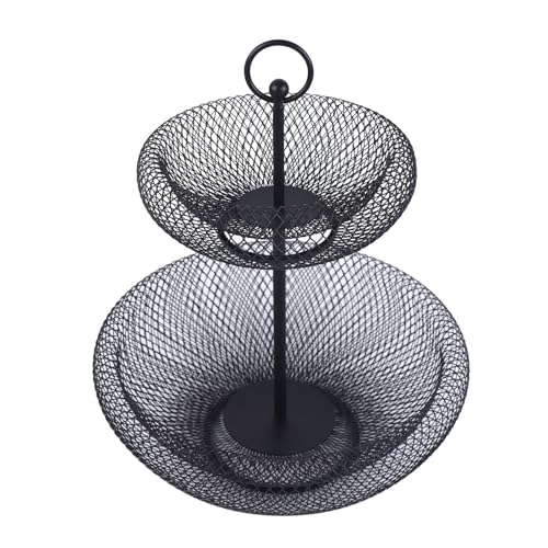 Tyvotrend 2 Stöckig Obstschale, Metall Obstständer Runden Obstkorb Dekorativer Aufbewahrungsregal, für Lagerung von Gemüse Obst Snacks Süßigkeiten, Schwarz, 28 x 36.5 cm Tyvotrend 2 Stöckig Obstschale, Metall Obstständer Runden Obstkorb Dekorativer Aufbewahrungsregal, für Lagerung von Gemüse Obst Snacks Süßigkeiten, Schwarz, 28 x 36.5 cm von Tyvotrend