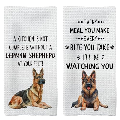 Tzhim Küchentücher mit Deutschem Schäferhund, 2er-Set, Geschenk für Frauen, Geschirrtücher für Küche, Deutscher Schäferhund, Hundeküche, Badezimmer-Dekoration, 40,6 x 61 cm von Tzhim