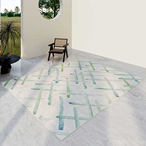 Ankleidezimmer deko Blau grün abstrakte Tinte geometrische Linie Design esstisch Teppich kinderspiel mädchen 80x120cm Ankleidezimmer deko Blau grün abstrakte Tinte geometrische Linie Design esstisch Teppich kinderspiel mädchen 80x120cm von Tzvpsu