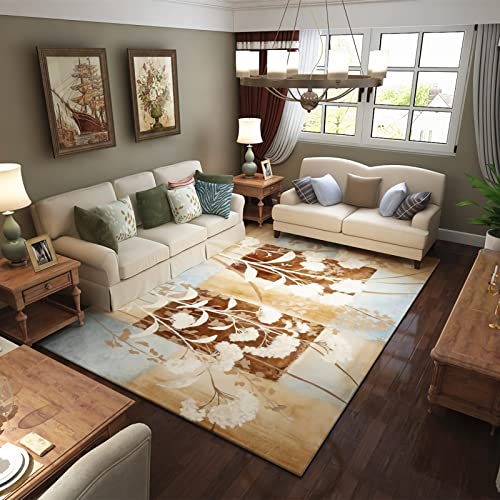 Ankleidezimmer deko Braun Gelb Moderne Tinte Design Graffiti Blumen Muster staubsauger Teppich esstisch 100x160cm von Tzvpsu