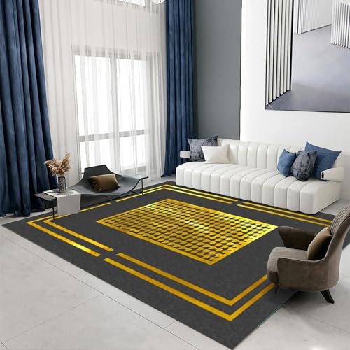 Anti Teppich rutsch Modern Grau Gold Geometrie Design moderner jugendzimmer 120x160cm von Tzvpsu