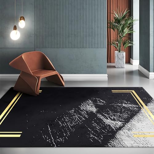 Babyteppich Modern Minimalistisch Schwarz Gelb Geometrisches Design Teppich büro Moderne teppiche 80x120cm von Tzvpsu