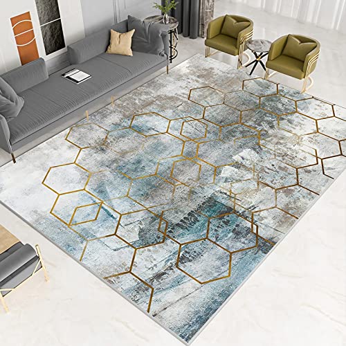 Babyteppich mädchen Blau Braun Grau Tinte Design Moderne Geometrie Muster Baby Teppich teppiche fürs kinderzimmer 200x350cm von Tzvpsu