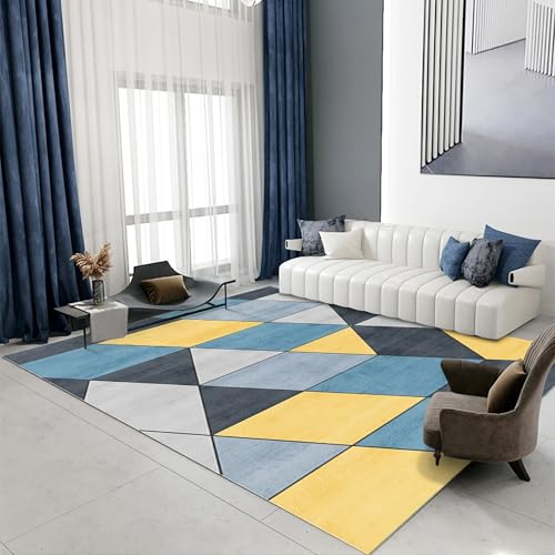 Babyzimmer deko Gelb blau grau geometrisch Muster modern Stil mädchenzimmer teppiche Sofa Wohnzimmer 140x200cm von Tzvpsu