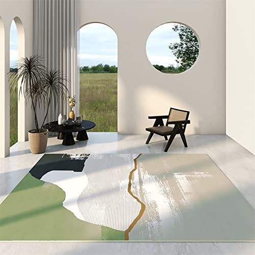 Balkon Teppich Outdoor Grün grau weiße gestreifte geometrische Ölgemälde Design für Wohnzimmer babyzimmer deko mädchen 200x300cm von Tzvpsu