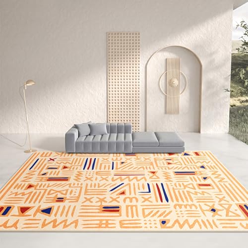 Balkon deko Kinderzimmer Teppich Gelb Blau Rot Geometrie Muster Balkon Teppich Balkon Dekoration 140x200cm von Tzvpsu