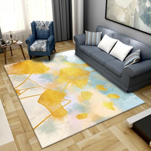 Balkonteppich Gelb blau Grau Moderner Abstrakter Tintenmalerei Stil Teppich Boden Anti rutsch 120x160cm Balkonteppich Gelb blau Grau Moderner Abstrakter Tintenmalerei Stil Teppich Boden Anti rutsch 120x160cm von Tzvpsu