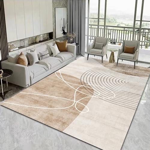 Bettumrandung Strapazierfähiger Rutschfester Teppich Braun Schwarz Schlichtes Design,waschbarer Teppich küche,küchen deko 180x250cm von Tzvpsu