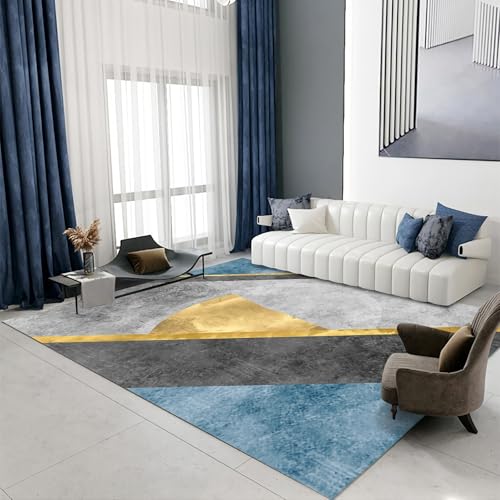 Büro Teppich Blau Gelb Grau Geometrie Einfaches Design Flur rutschfest mädchenzimmer Dekoration 160x230cm von Tzvpsu