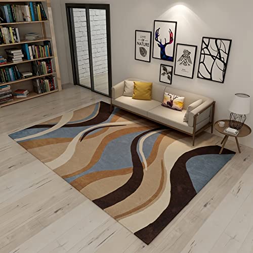 Couchtisch deko Teppich Blau Braun Beige Wellen Streifen Design Tisch Wohnzimmer teppiche für die küche 140x200cm von Tzvpsu