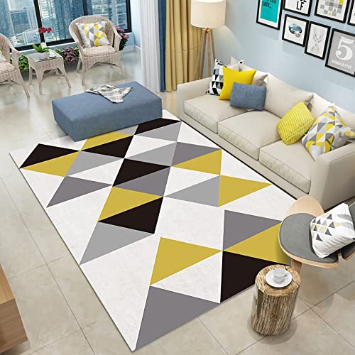 Couchtisch deko Teppich Gelb Schwarz Grau Geometrisches Dreiecksmuster modern kinderzimmer mädchen 160x230cm Couchtisch deko Teppich Gelb Schwarz Grau Geometrisches Dreiecksmuster modern kinderzimmer mädchen 160x230cm von Tzvpsu